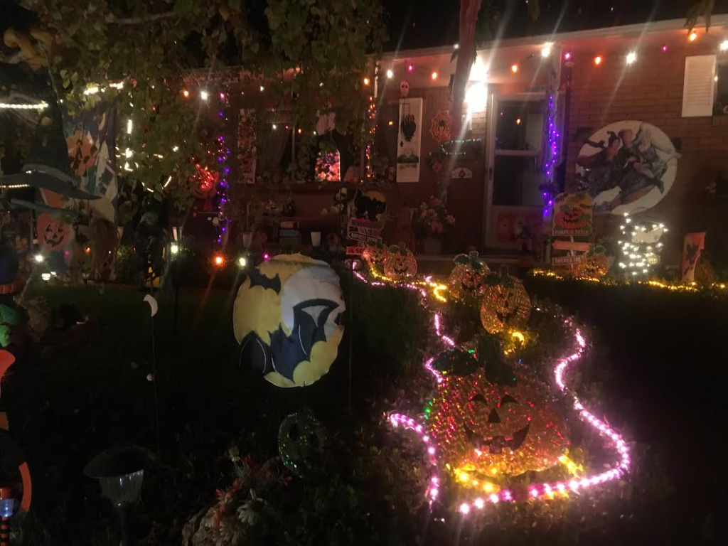 La casa de Aneita Millett está adornada con luces de fantasía y decoraciones para Halloween caprichoso, Washington City, Utah, el 27 de Oct., 2016 | Foto por Hollie Reina, Noticias St. George